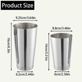 Boston Cocktail Shaker Set, 17 oz and 24 oz Stainless Steel Weighted Shaker Tins, Professional Bar Tools for Bartender, Metal Martini Shaker Drink Mixer for Bartending (Silver)
