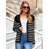 Glamaker Womens Striped Cardigan Sweaters - Long Sleeve Button Open