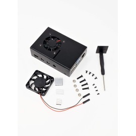MICRO CONNECTORS, Inc. Aluminum Raspberry Pi 4 Model B Case with Fan, Black (RAS-PCS14-BK)