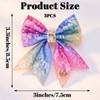 Bows for Girls Rainbow Hair Clips Pastel Fabric Metal Accessories,