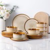 LeRatio Ceramic Dinnerware Sets for 6,Poreclain Plates and Bowls Sets,Handmade