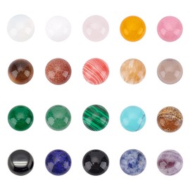 SUPERFINDINGS 40 Pieces 10 mm Multi Colour Natural Cabochon Gemstone Semicircular Dome Flatback Quartz Stone for Necklace Jewellery Making