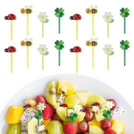 24 Stück Piekser Fingerfood Kinder, Obstgabeln Kinder, Bento Box Piekser Kinder, Obstspieße Kinder, Spieße Kinder Brotbox, Mini Sonnenblume Marienkäfer Food Picks für Desserts Obst Mittagessen Party