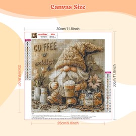 EOBROMD Diamond Painting Kits for Adults Gnome Drinks Coffee, DIY 5D Diamond Art Kits for Adults Beginners, Full Round Drill Diamond Dots Crystal Craft Kits for Home Wall Art Decor Gifts 30x30cm