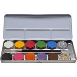 Eulenspiegel EULENSPIEGEL Schminkpalette 10 Farben 2x Glitzer 2x Pinsel Metalletui