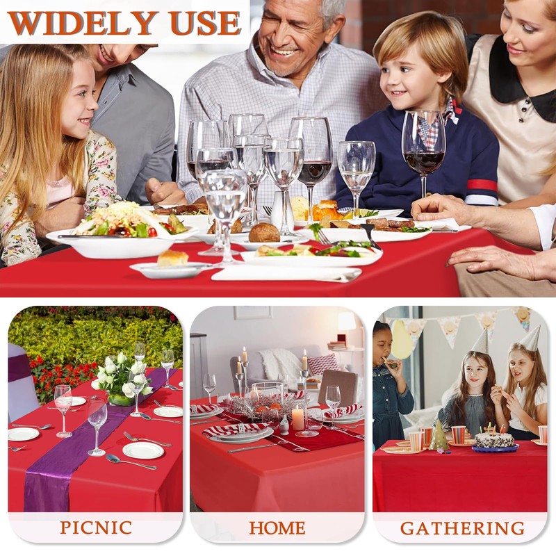 XHDA 6 Pack Red Party Table Cloth 54" x 108",