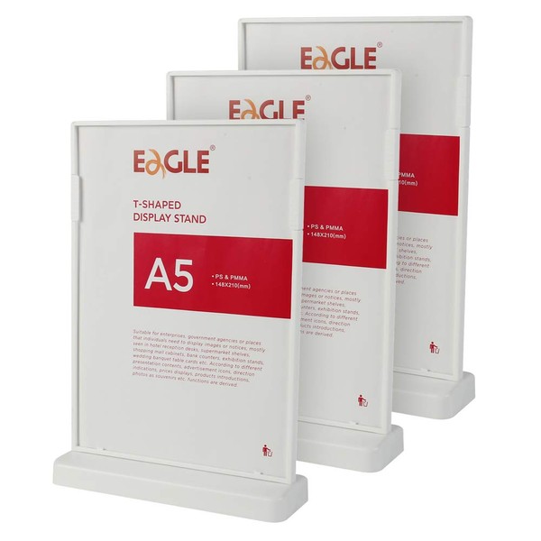 Eagle Pack of 3 Acrylic Table Display Stand, A5 Double
