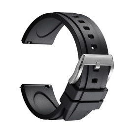 REZERO FKM Rubber Watch Straps with Quick Release, Fluororubber Straps for Watches, Replacement Straps Thick & Lightweight, Waterproof & Breathable 19/20/21/22/23/24 mm for Men, Women, 21 mm, Rubber