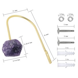 rockcloud Set of 2 Raw Crystal Stone Curtain Holdbacks U-Shaped Wall Curtain Hooks for Drapes Home Office Decoration, Amethyst