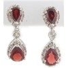 GM Sterling Silver Women's Genuine Garnet Tear Drop Diamond Earrings