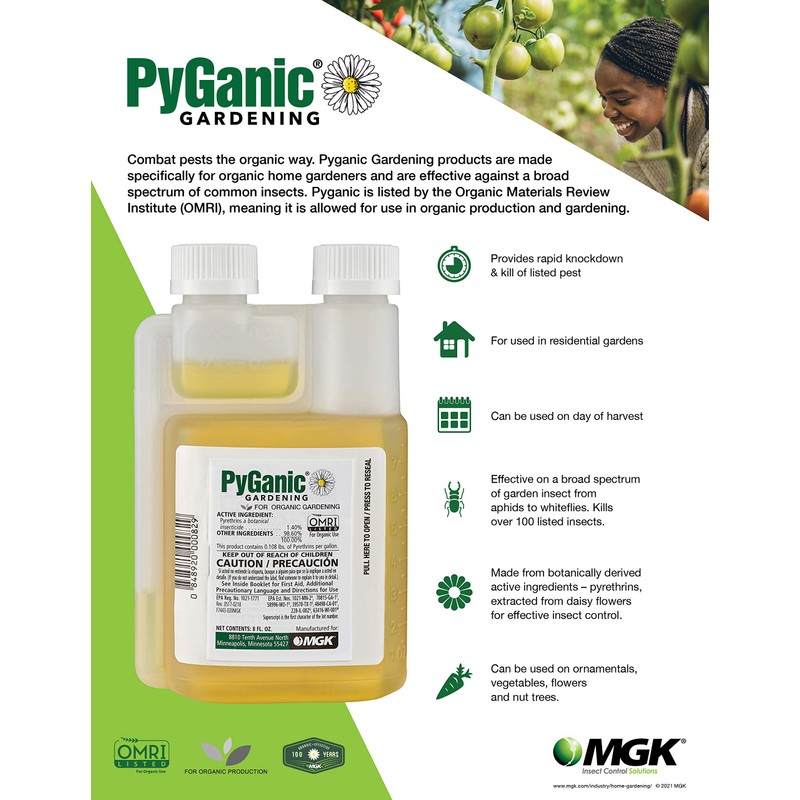 PyGanic Gardening 8oz, Botanical Insecticide Pyrethrin Concentrate for Organic Gardening