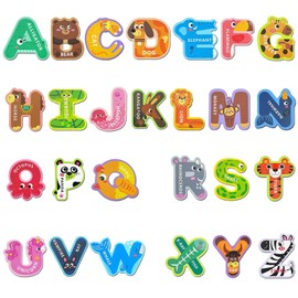 Magnetic Letters Set for 3+ Years Old Kids,Animals Alphabet Magnets, Educational Toy with 26 Large Size and Colorful Uppercase Letters Fridge Magnets - Wonderful for Early Learning and Playing