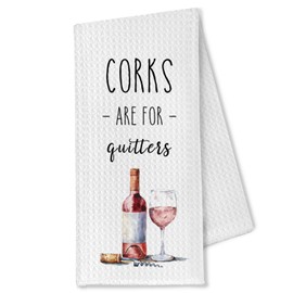 OTOUO Funny Wine Kitchen Towels,Wine Gifts for Women Men,Funny Bar Dish Towels for Kitchen Decor,16x24 Inch