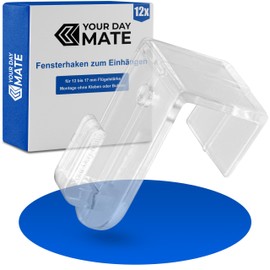 Window Hooks for Hanging, Pack of 12 in Transparent, Decorative Hooks for 12 to 17 mm Wing Thickness, Door Hooks, Window Clip for Fairy Lights, Transparent Decorative Hangers, Clear Hangers, Window