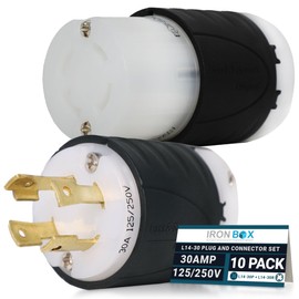 IronBox Electric L14-30P + L14-30R Generator Plug & Connector Set - 30A, 125/250V, 4-Prong for 7500W Generators - Twist Lock Adapter - UL Listed Electrical Connectors for Power Backup (Pack of 10)