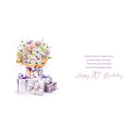 Cherry Orchard Ladies 70th Birthday Card, Luxury Milestone Birthday card From, Finished with Beautiful Purple foil