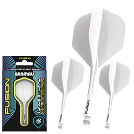 WINMAU Fusion Solid White Intermediate Intergrated Dart Flight and Shaft System - 1 set per pack (3 flights and shafts in total)