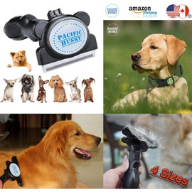 Pacific Husky Pet's Shedding Brush - Self Cleaning DeShedding Tool, Detachable Comb, Stainless Steel Edge and Ergonomic Handle - Suitable for Dogs, Cats & Horses S (S)