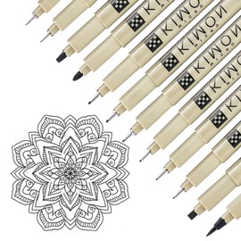 Vxcbad Pack of 12 Fineliner Black Ink Pens, Drawing Pens with 12 Different Line Widths for Illustration, Drawing Supplies, Art Supplies, Technical Comic, Anime Painting