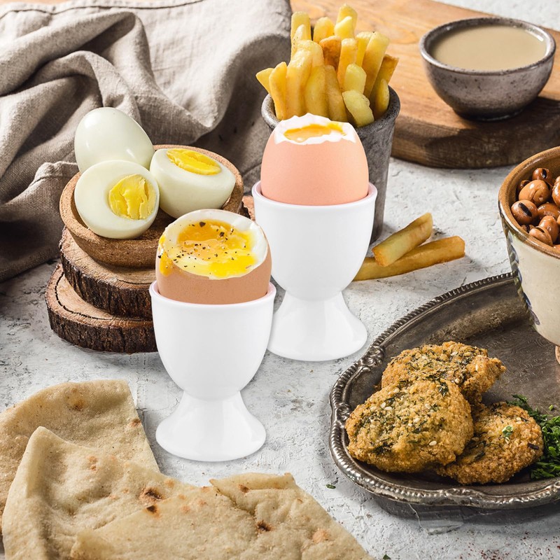 BAIFULAI Set of 8 Plastic Egg Cups, White Egg Cup