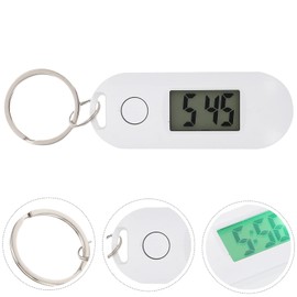 Hemobllo Keychain Pocket Watch - Digital Keychain Watch Clip on Watch Small Pocket Watch Digital Pocket Watch with Key Ring, White, 6.5x2.5cm, Simple