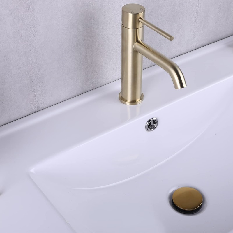 Brushed Gold Pop Up Bathroom Sink Drain with Overflow,Bathroom Vessel