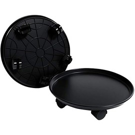 Amkoskr 2 Pack 13" Black Plant Caddy Round Movable Planter with Easy Moving Caster Wheels Dolly Trolley Tray Pallet Outdoor Indoor Tree Flower Stand Planter