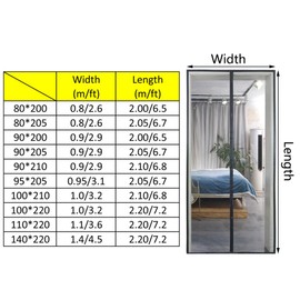 Magnetic Mosquito Proof Door Curtain, Fire Retardant Fiberglass Fly Screen Door Net with Full Frame Magic Tape, Keeps Bugs Out and Lets Fresh Air in (100 x 210 cm)