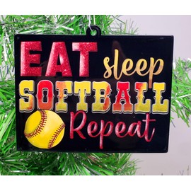 Softball Ornament - Eat Sleep Softball Repeat