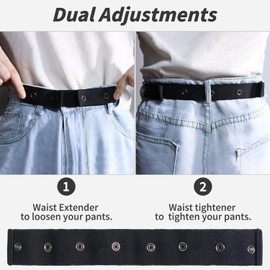 RichLuck 5 Pcs Elastic Waist Extenders, Adjustable Maternity Pants Extender,Waistband Button Extender for Jeans Pant Skirt Dress Trouser(Black)
