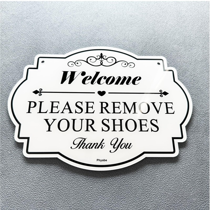 2 Pack Please Remove Your Shoes Sign, 10” x 7”