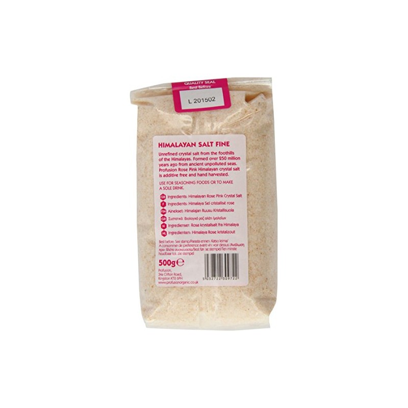 Profusion Organic Himalayan Rose Pink Crystal Salt Fine, 500g