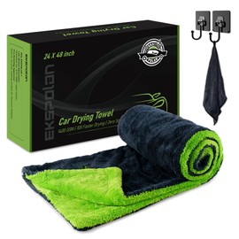 EKSPOLAN Car Drying Towel 48" x 24" & 16" x 16", 1400 GSM Microfiber Towels for Cars Detailing Streak Free, Extra Large Ultra Absorbent Twisted-Loop Microfiber Towels