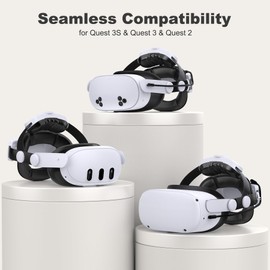 KawayeReal Head Strap for Meta Quest 3/3S/2, Adjustable Elite Strap with 7500mAh Detachable & Hot-Swappable Battery, Enhanced Support & Comfort, VR Headset Strap for Oculus, Extends 3–4H Playtime