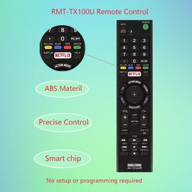 GHUST RMT-TX100U Remote Control Replacement Universal for Sony Smart TV KDL-75W850C KDL-55W800C KDL-65W850C XBR-43X830C XBR-55X890C XBR-65X890C XBR-55X810C XBR-65X810C XBR-65X850C XBR-75X940C
