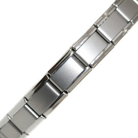 Dolceoro SB-002, Satin Matte Italian Modular Starter Charm Bracelet, 9mm Wide Stainless Steel, Select A Size