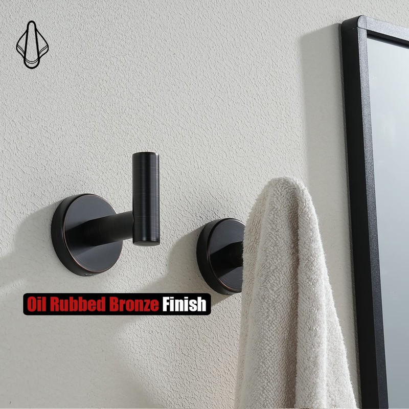 JQK Bathroom Towel Hook Oil Rubbed Bronze, 304 Stainless Steel