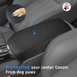 INTGET Car Center Console Armrest Cover for 2025 Honda HRV/HR-V Accessories 2023 2024 Leather Arm Rest Box Lid Middle Console Seat Cover Protector (2024+, Black Stitches)