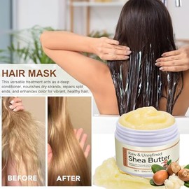 QJCWXIAOX Manteca De Karité Cruda Y Sin Refinar Para Cuerpo, Rostro Y Cabello. Manteca De Karité Pura Con Vitaminas A, E Y F. Hidratación Duradera Para Piel Seca. Ideal Para El Cuidado Del Cabello, Bá
