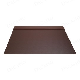 Dacasso 34" x 20" Chocolate Brown Leather Desk Pad with Top Rail - Executive Desk Surface Protector - Luxury Leather Blotter for Writing