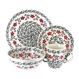 Blue Rose Polish Pottery Scarlett Ivy 4 Piece Place Setting - Service for 1