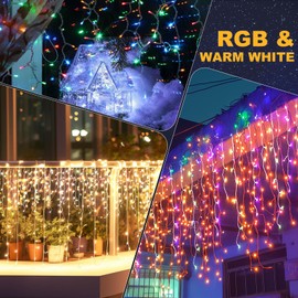 Peyayi Christmas String Lights Outdoor, App and Remote Control, Warm White to Multicolor 49ft with 640 LEDs Waterproof for Outside Yard Patio Eave Decorations