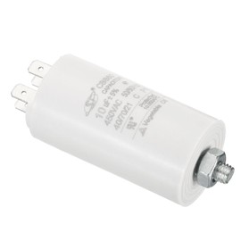 TOP-VIGOR CBB60 10uF Running Capacitor, AC 450V 4 Pins 50/60Hz Cylinder Bottom with Screw for Air Compressor, Cleaning Machine Motor Starts, 65x35mm