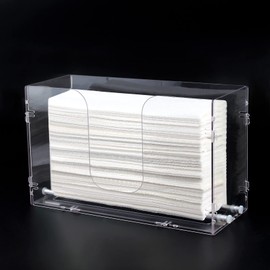 Evron Paper Towel Dispenser Countertop & Wall Mount Clear One-Hand Pull C Fold Z Fold Trifold and Multifold Paper Towel Holder (Simple Snap-on Assemble Before Use)