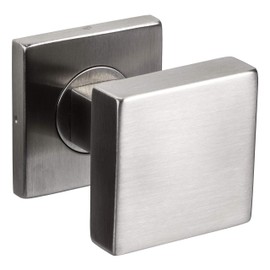 Gedotec Door knob on round rosette knob knob door knob diameter 55 mm square | non-rotatable | matt brushed stainless steel | 1 piece door fitting including push pin 80 mm and mounting material -