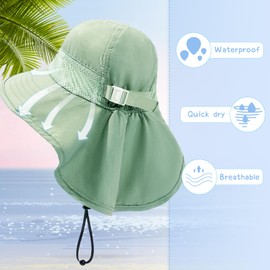 XIAOHAWANG Baby Sun Hats Toddler UPF 50+ Hat for Girl Boy Beach hat Kid Bucket Cap Infant Summer Caps Neck Flap (M(2-6 Years), Army Green)