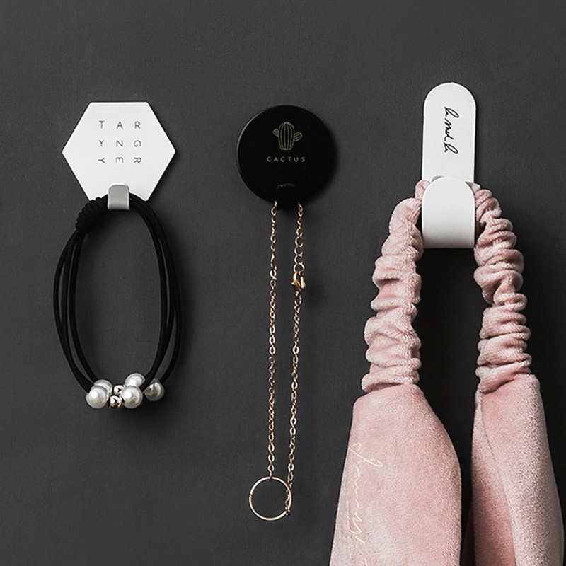 4 Ganchos de Pared Autoadhesivos de Metal, Percheros para Ropa,