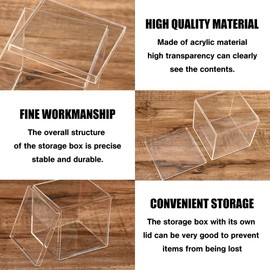 Keboyoe Pack of 4 Acrylic Boxes with Lid, Acrylic Box, Display Box, Gift Box, Transparent, Small, Transparent, Square Acrylic Box for Jewellery, Showcase, Figures, 8.5 x 8.5 x 8.5 cm