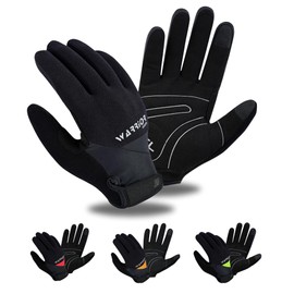 warrior gears Full Finger Winter Cycling Gloves – Lightweight, Water-Resistant Gloves – Windproof for Men Women, Touchscreen, Anti-Slip Grip & Breathable, Gel-Padded Bicycle Gloves (Black, S)