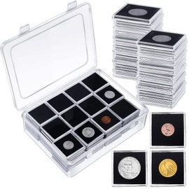 Vicenpal 100 Pcs Silver Dollar Coin Holder Clear Coin Capsules with Foam Gasket Acrylic Organizer Morgan Dollar Collection Case Display Box Plastic Storage Protectors 20/25/30/35/40mm